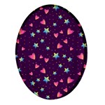 Colorful Stars Hearts Seamless Vector Pattern Oval Glass Fridge Magnet (4 pack)