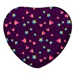 Colorful Stars Hearts Seamless Vector Pattern Heart Glass Fridge Magnet (4 pack)