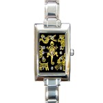 Mexican Culture Golden Tribal Icons Rectangle Italian Charm Watch
