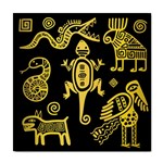 Mexican Culture Golden Tribal Icons Tile Coaster