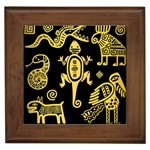 Mexican Culture Golden Tribal Icons Framed Tile