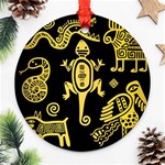 Mexican Culture Golden Tribal Icons Ornament (Round)