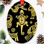 Mexican Culture Golden Tribal Icons Ornament (Oval)