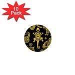 Mexican Culture Golden Tribal Icons 1  Mini Buttons (10 pack) 