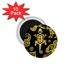 Mexican Culture Golden Tribal Icons 1.75  Magnets (10 pack) 