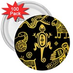 Mexican Culture Golden Tribal Icons 3  Buttons (100 pack) 