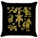 Mexican Culture Golden Tribal Icons Throw Pillow Case (Black)