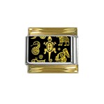 Mexican Culture Golden Tribal Icons Gold Trim Italian Charm (9mm)