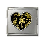 Mexican Culture Golden Tribal Icons Mega Link Heart Italian Charm (18mm)
