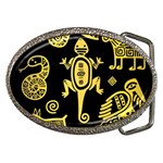 Mexican Culture Golden Tribal Icons Belt Buckles