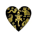 Mexican Culture Golden Tribal Icons Heart Magnet
