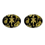 Mexican Culture Golden Tribal Icons Cufflinks (Oval)