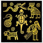 Mexican Culture Golden Tribal Icons Canvas 16  x 16 