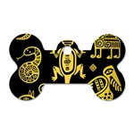 Mexican Culture Golden Tribal Icons Dog Tag Bone (One Side)