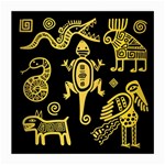 Mexican Culture Golden Tribal Icons Medium Glasses Cloth (2 Sides)