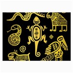Mexican Culture Golden Tribal Icons Large Glasses Cloth (2 Sides)