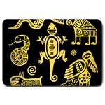 Mexican Culture Golden Tribal Icons Large Doormat