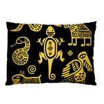 Mexican Culture Golden Tribal Icons Pillow Case