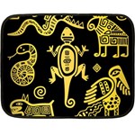Mexican Culture Golden Tribal Icons Fleece Blanket (Mini)