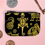 Mexican Culture Golden Tribal Icons Mini Coin Purse