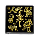 Mexican Culture Golden Tribal Icons Memory Card Reader (Square 5 Slot)