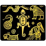 Mexican Culture Golden Tribal Icons Fleece Blanket (Medium)