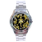Mexican Culture Golden Tribal Icons Stainless Steel Analogue Watch