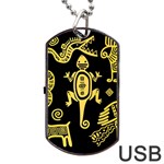 Mexican Culture Golden Tribal Icons Dog Tag USB Flash (One Side)