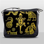 Mexican Culture Golden Tribal Icons Messenger Bag