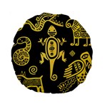 Mexican Culture Golden Tribal Icons Standard 15  Premium Round Cushions