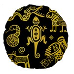 Mexican Culture Golden Tribal Icons Large 18  Premium Round Cushions