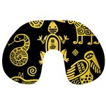 Mexican Culture Golden Tribal Icons Travel Neck Pillow