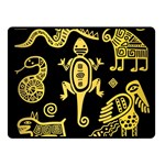 Mexican Culture Golden Tribal Icons Two Sides Fleece Blanket (Small)
