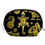 Mexican Culture Golden Tribal Icons Accessory Pouch (Medium)