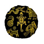 Mexican Culture Golden Tribal Icons Standard 15  Premium Flano Round Cushions