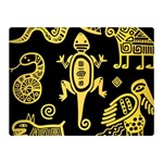 Mexican Culture Golden Tribal Icons Two Sides Premium Plush Fleece Blanket (Mini)