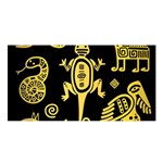 Mexican Culture Golden Tribal Icons Satin Shawl 45  x 80 