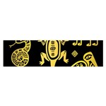 Mexican Culture Golden Tribal Icons Oblong Satin Scarf (16  x 60 )