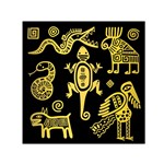 Mexican Culture Golden Tribal Icons Square Satin Scarf (30  x 30 )