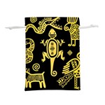 Mexican Culture Golden Tribal Icons Lightweight Drawstring Pouch (L)