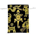 Mexican Culture Golden Tribal Icons Lightweight Drawstring Pouch (XL)