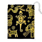 Mexican Culture Golden Tribal Icons Drawstring Pouch (4XL)