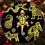 Mexican Culture Golden Tribal Icons UV Print Acrylic Ornament Round