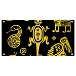 Mexican Culture Golden Tribal Icons Banner and Sign 4  x 2 