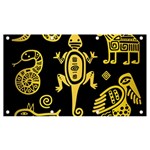 Mexican Culture Golden Tribal Icons Banner and Sign 7  x 4 