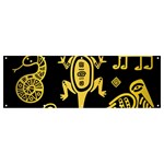 Mexican Culture Golden Tribal Icons Banner and Sign 12  x 4 