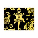 Mexican Culture Golden Tribal Icons Premium Plush Fleece Blanket (Mini)