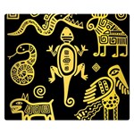 Mexican Culture Golden Tribal Icons Premium Plush Fleece Blanket (Small)