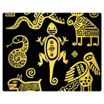 Mexican Culture Golden Tribal Icons Premium Plush Fleece Blanket (Medium)