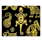 Mexican Culture Golden Tribal Icons Premium Plush Fleece Blanket (Large)